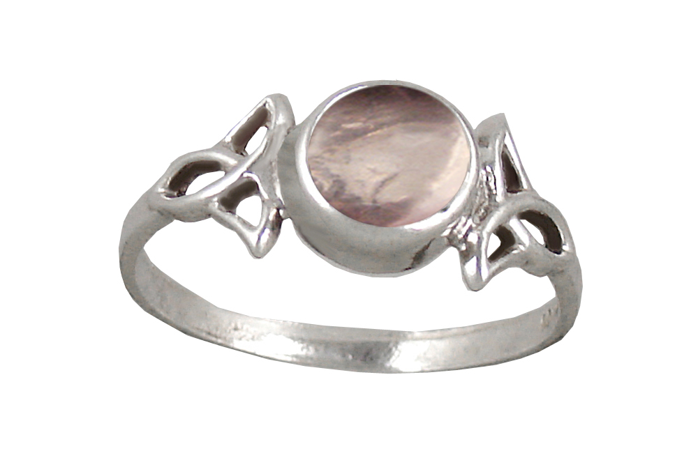 Sterling Silver Celtic Knotwork Ring With Rose Quartz Size 7